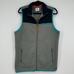 Sperry Vest Grey Navy Color Block Fleece Full Zip Nautical Preppy Mens Large